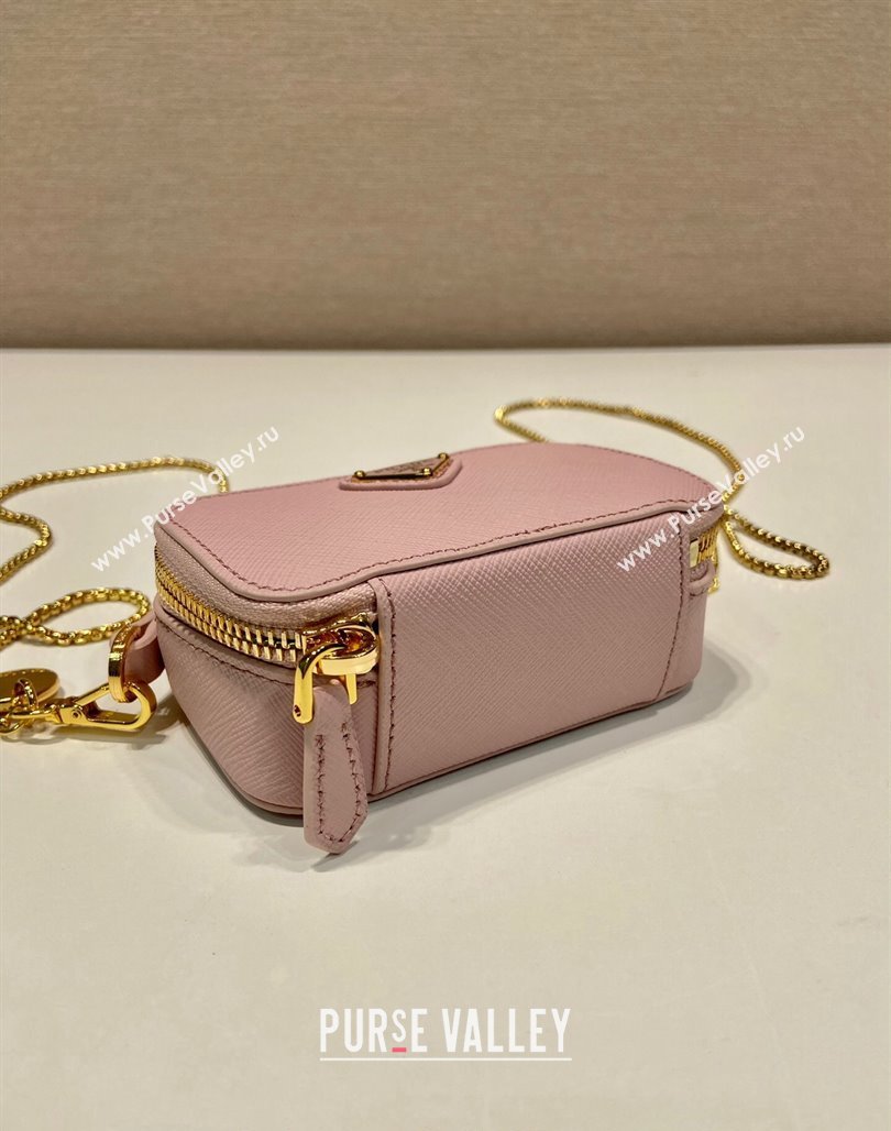 Prada Saffiano leather mini-pouch 1NR025 Alabaster Pink 2024 (YZ-240715060)