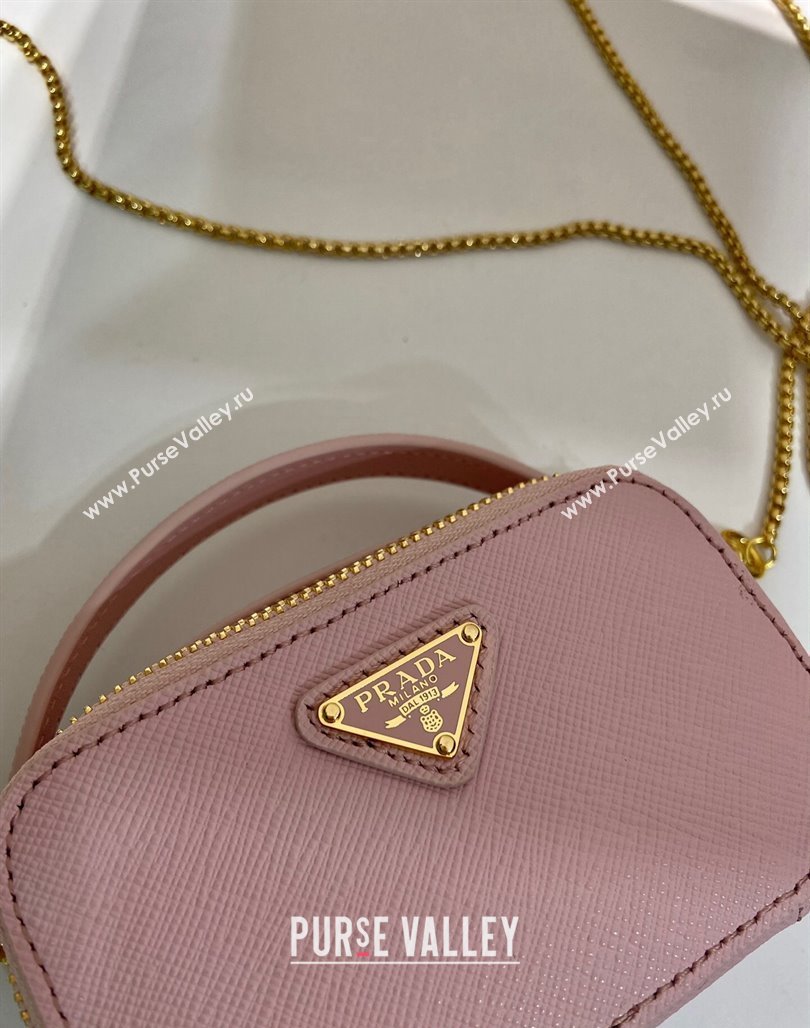 Prada Saffiano leather mini-pouch 1NR025 Alabaster Pink 2024 (YZ-240715060)