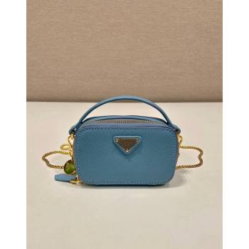 Prada Saffiano leather mini-pouch 1NR025 Light Blue 2024 (YZ-240715061)