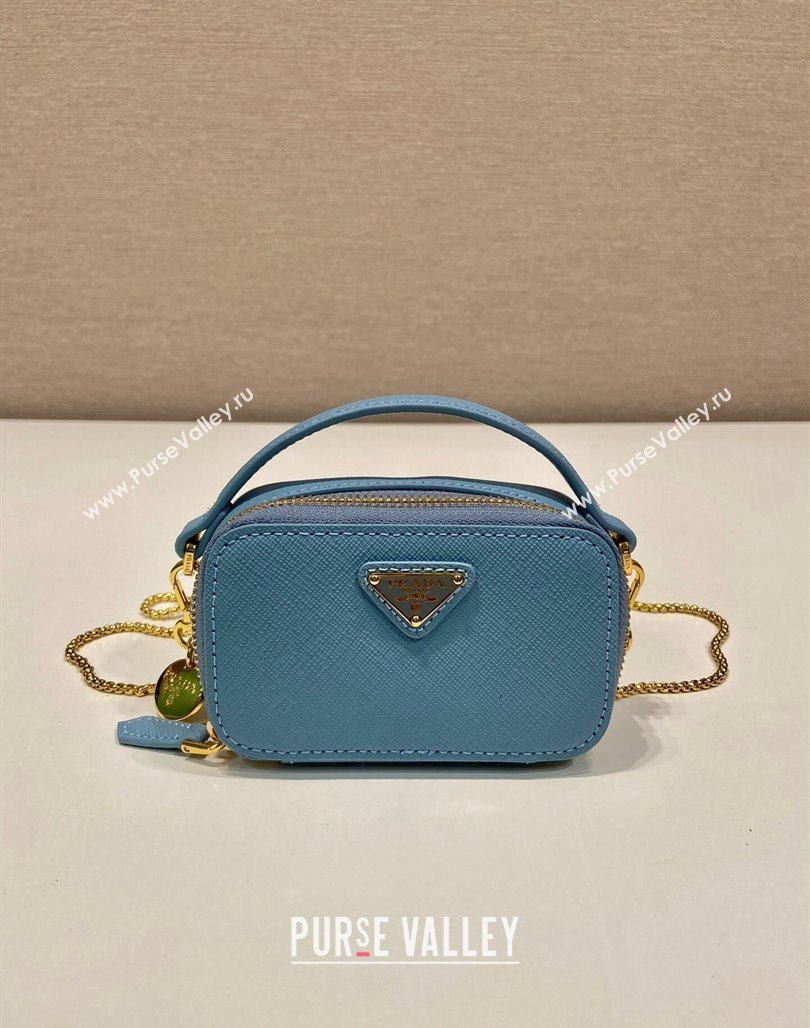 Prada Saffiano leather mini-pouch 1NR025 Light Blue 2024 (YZ-240715061)