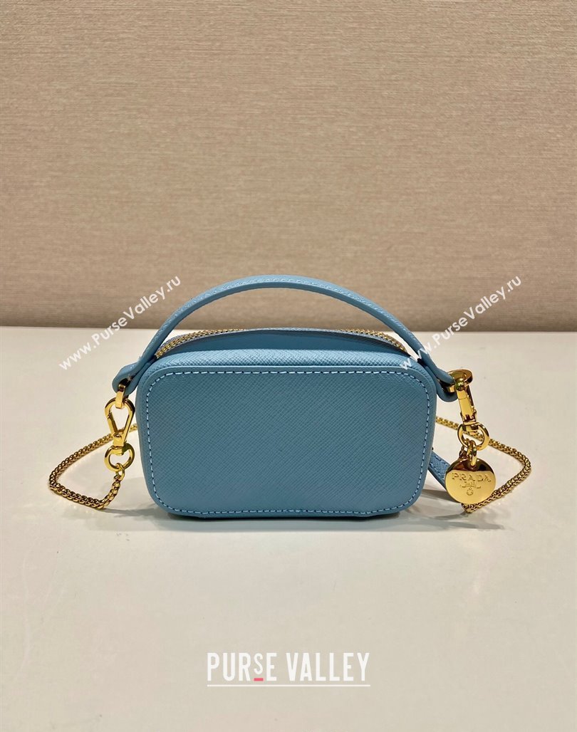 Prada Saffiano leather mini-pouch 1NR025 Light Blue 2024 (YZ-240715061)