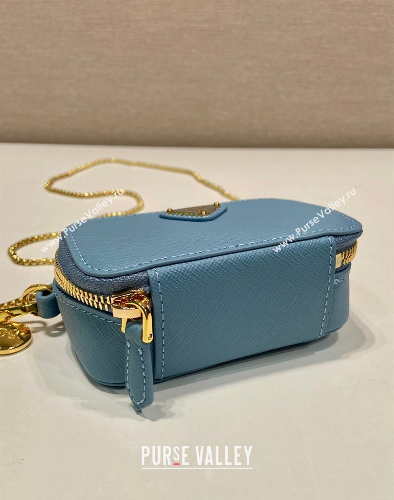 Prada Saffiano leather mini-pouch 1NR025 Light Blue 2024 (YZ-240715061)