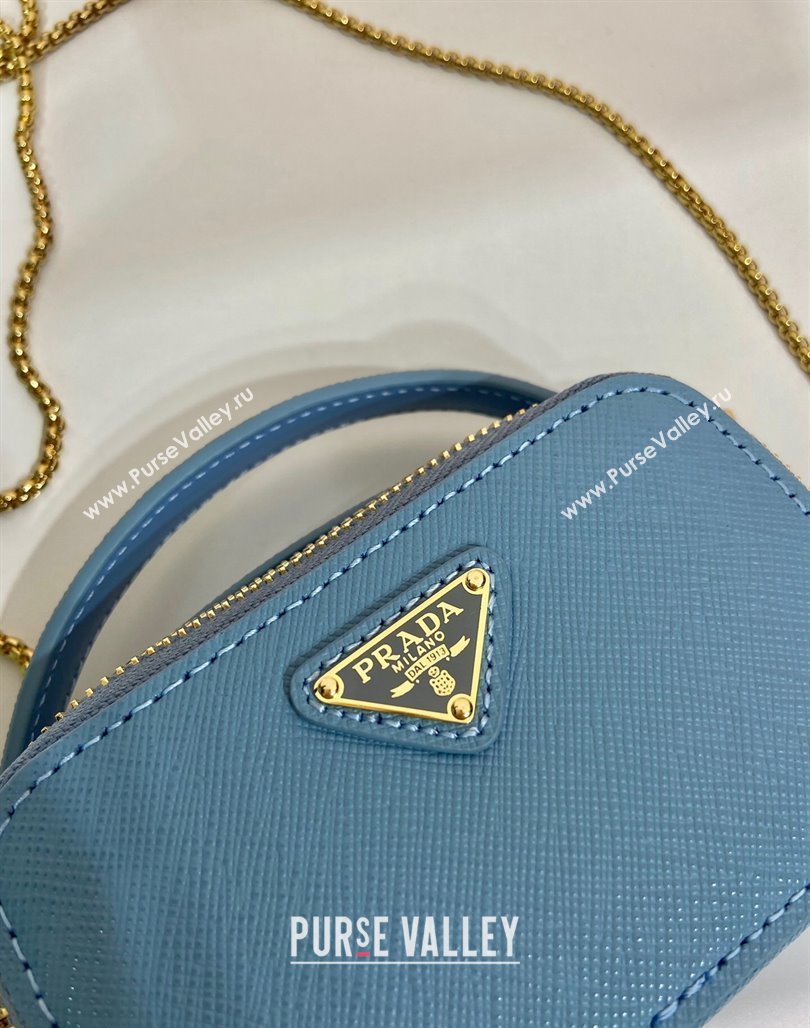 Prada Saffiano leather mini-pouch 1NR025 Light Blue 2024 (YZ-240715061)