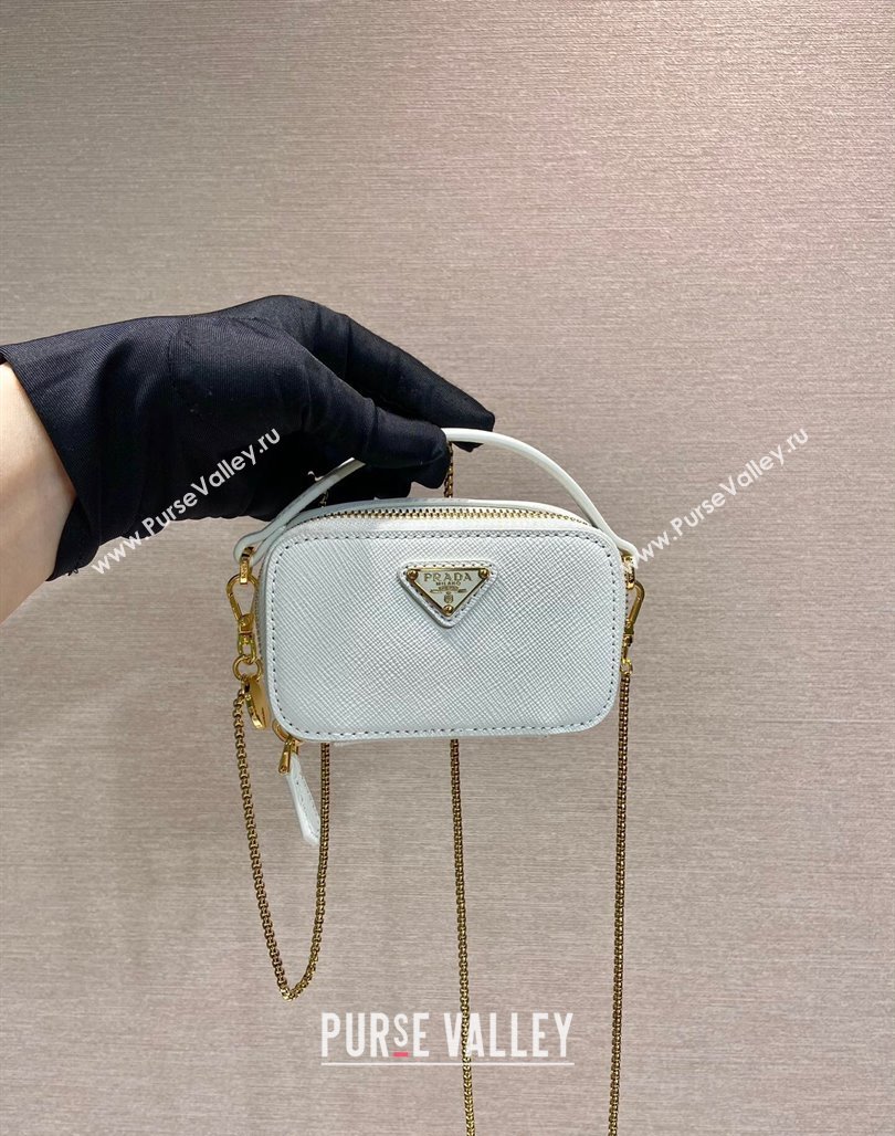 Prada Saffiano leather mini-pouch 1NR025 White 2024 (YZ-240715062)