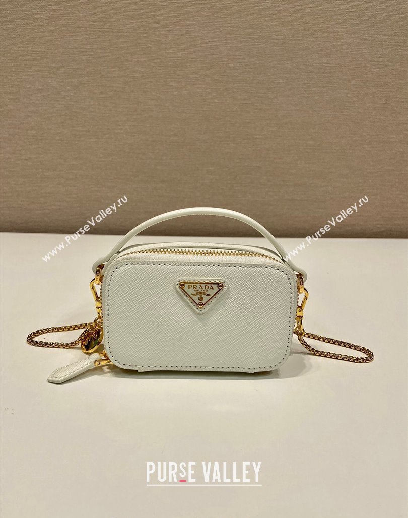 Prada Saffiano leather mini-pouch 1NR025 White 2024 (YZ-240715062)