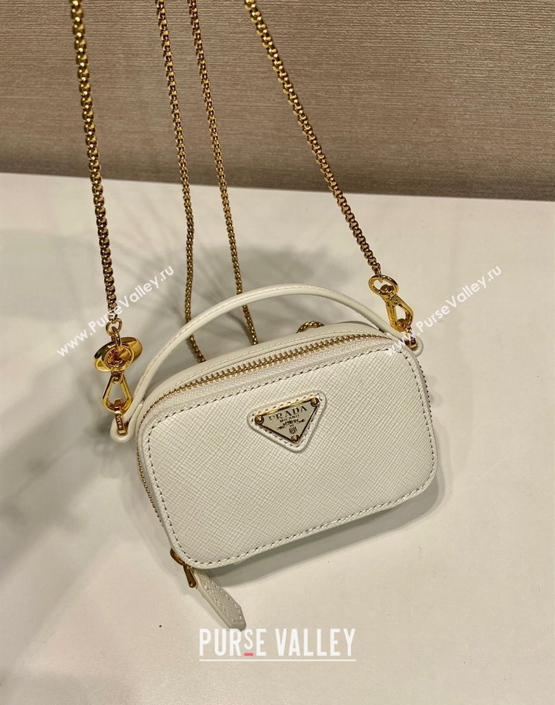 Prada Saffiano leather mini-pouch 1NR025 White 2024 (YZ-240715062)