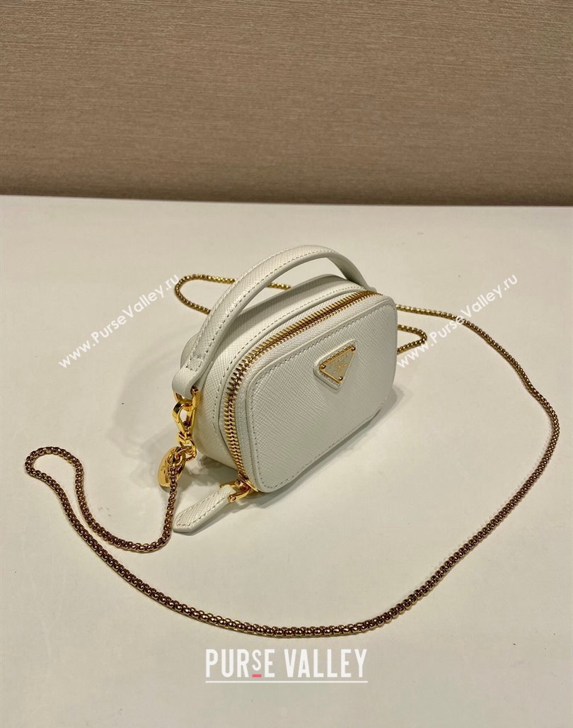 Prada Saffiano leather mini-pouch 1NR025 White 2024 (YZ-240715062)