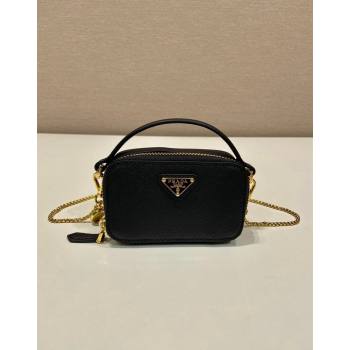 Prada Saffiano leather mini-pouch 1NR025 Black 2024 (YZ-240715063)