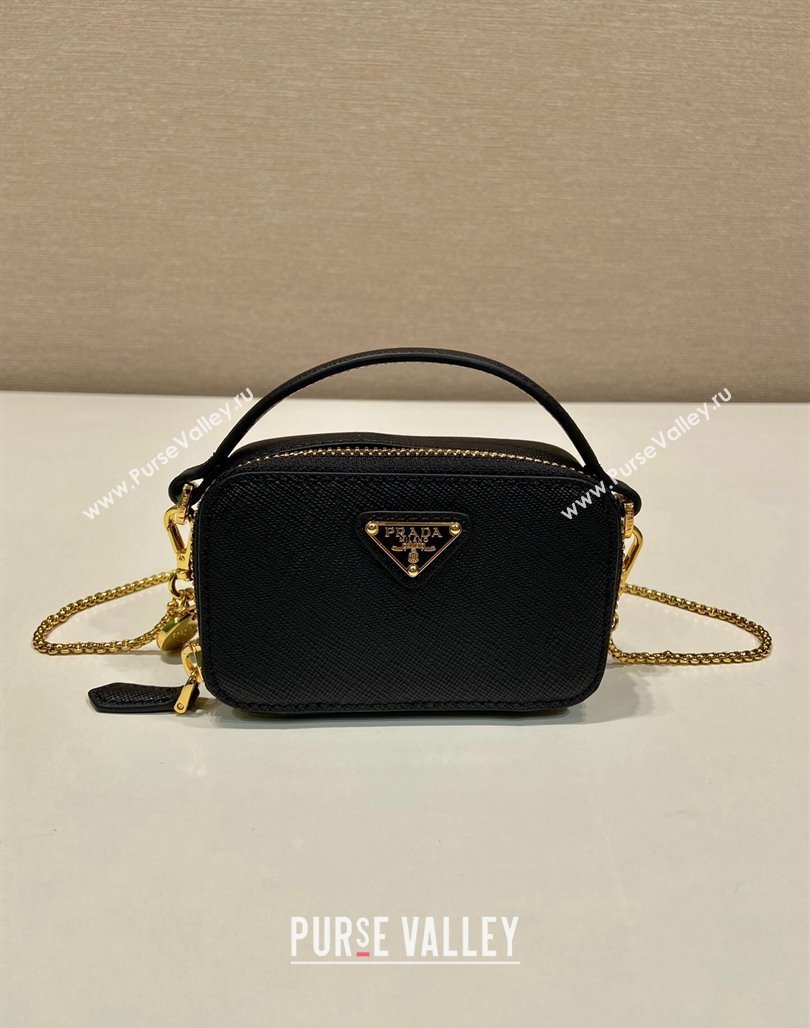 Prada Saffiano leather mini-pouch 1NR025 Black 2024 (YZ-240715063)