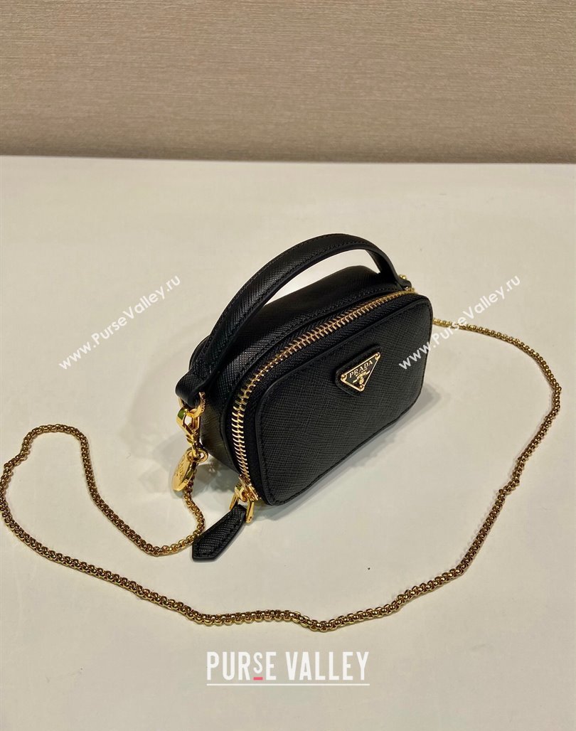 Prada Saffiano leather mini-pouch 1NR025 Black 2024 (YZ-240715063)