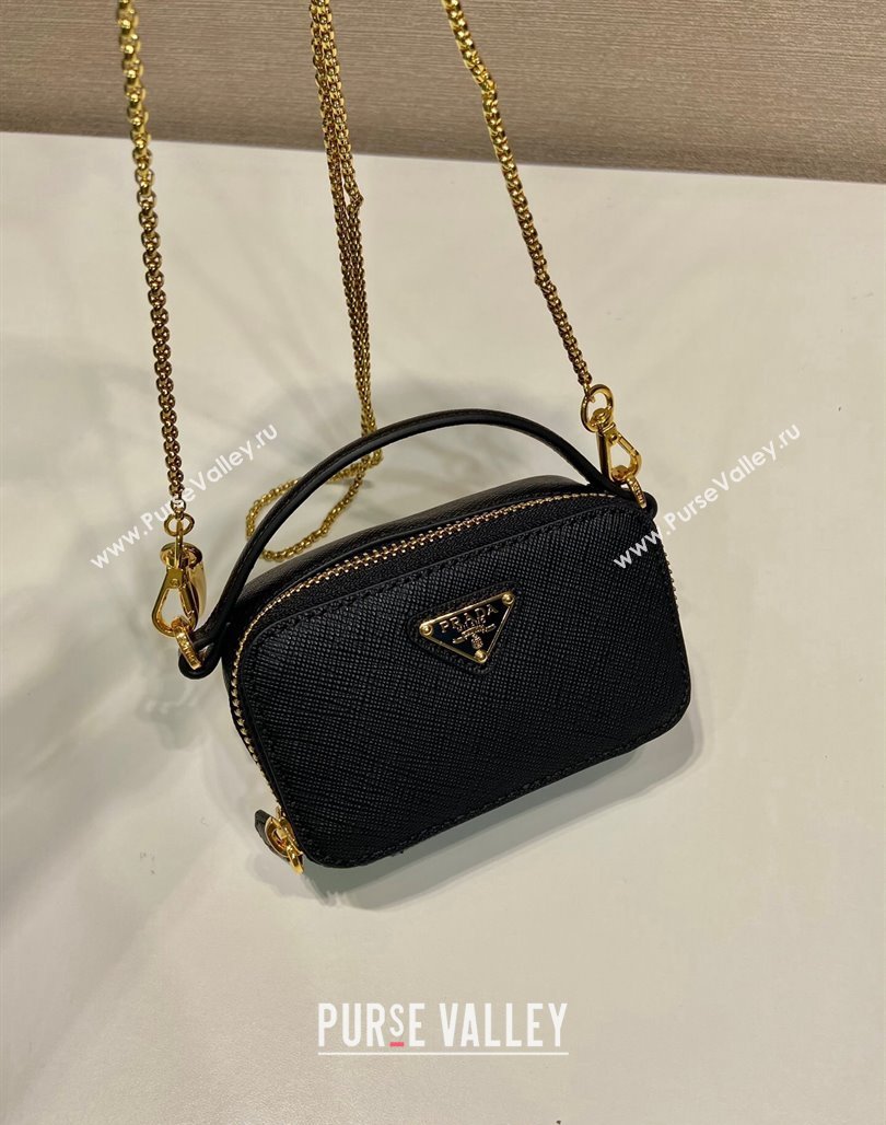 Prada Saffiano leather mini-pouch 1NR025 Black 2024 (YZ-240715063)