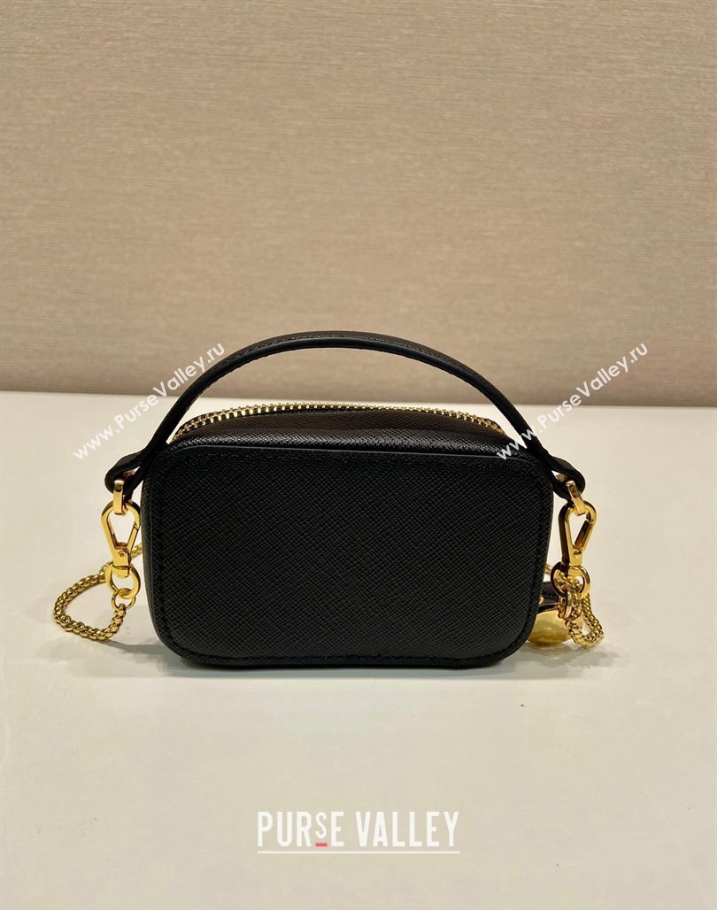 Prada Saffiano leather mini-pouch 1NR025 Black 2024 (YZ-240715063)