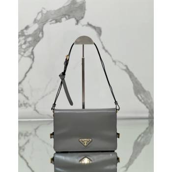 Prada Shiny Leather Shoulder bag Grey 2024 1BD082 (YZ-240715065)