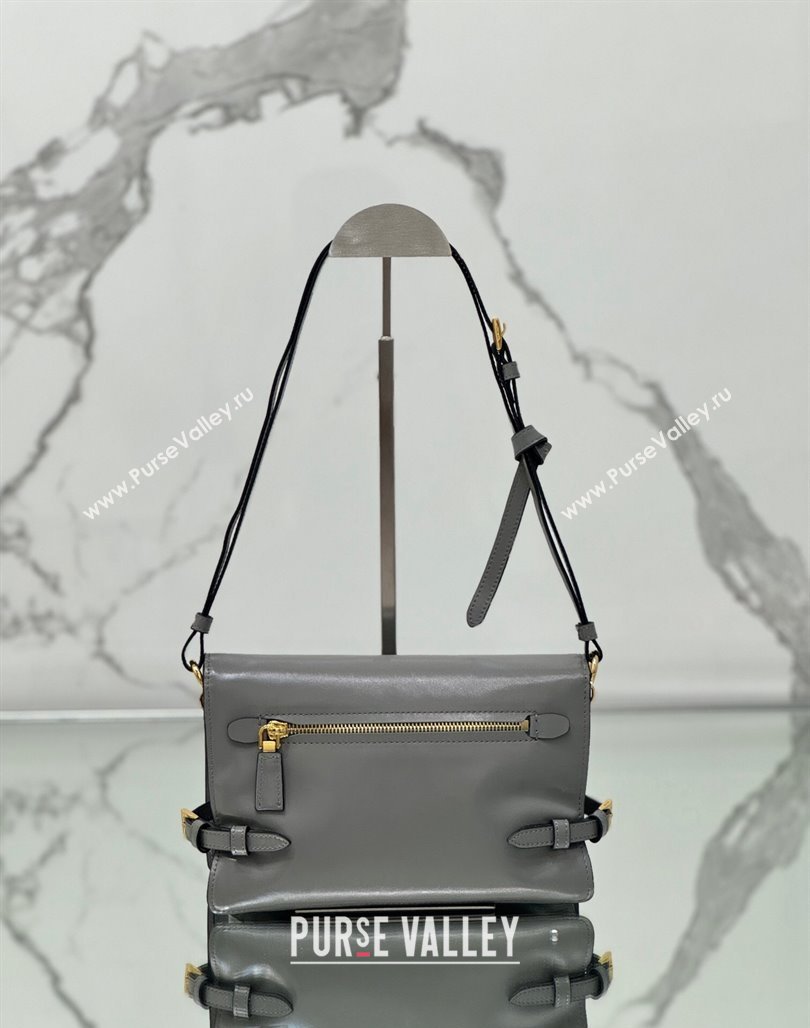 Prada Shiny Leather Shoulder bag Grey 2024 1BD082 (YZ-240715065)