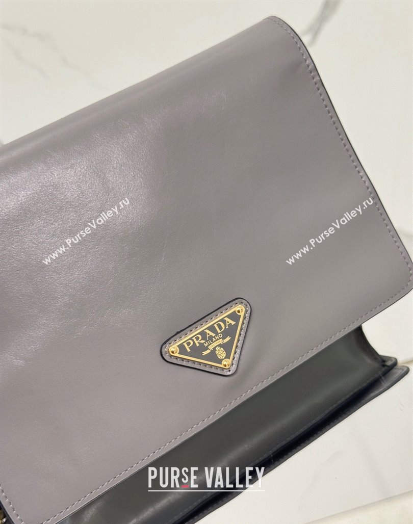 Prada Shiny Leather Shoulder bag Grey 2024 1BD082 (YZ-240715065)