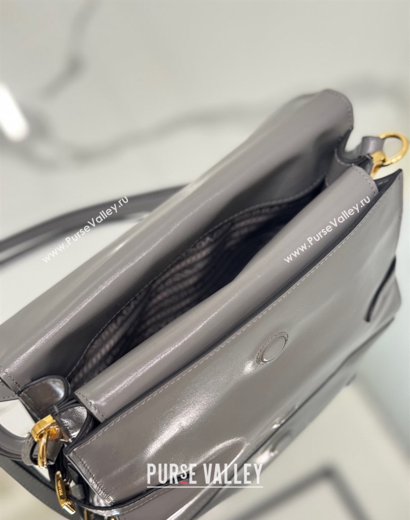 Prada Shiny Leather Shoulder bag Grey 2024 1BD082 (YZ-240715065)