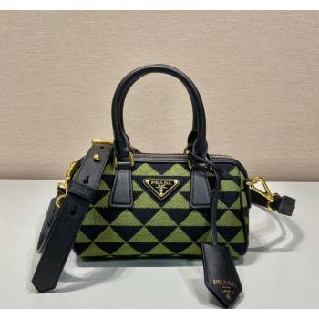 Prada embroidered fabric Top handle Bag 1BA846 Green 2024 (YZ-240715067)