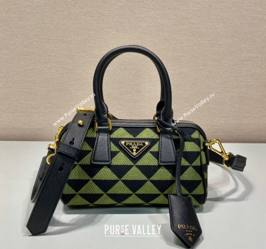 Prada embroidered fabric Top handle Bag 1BA846 Green 2024 (YZ-240715067)