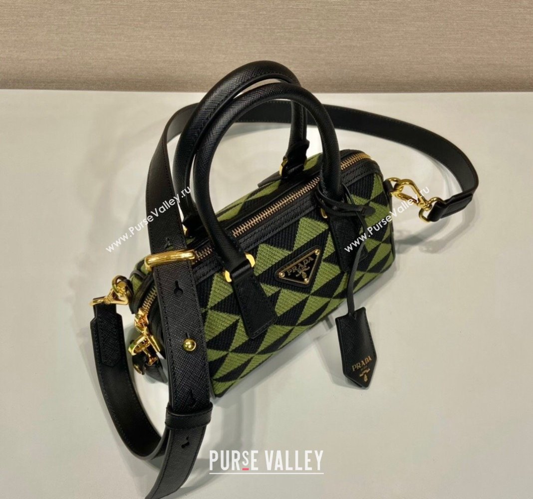 Prada embroidered fabric Top handle Bag 1BA846 Green 2024 (YZ-240715067)