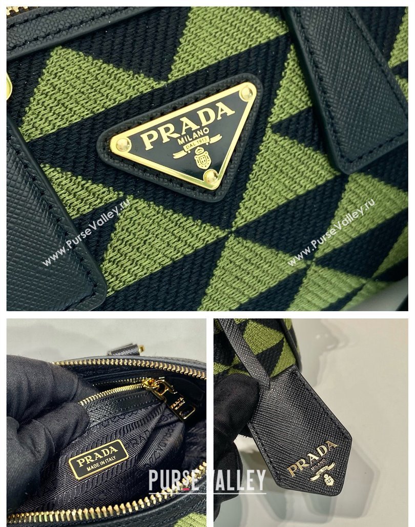 Prada embroidered fabric Top handle Bag 1BA846 Green 2024 (YZ-240715067)