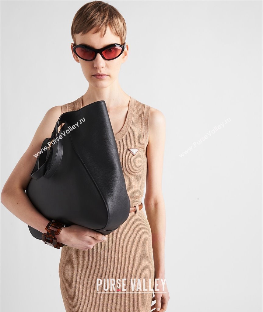 Prada Leather Tote bag 1bg512 Black 2024 (YZ-240715070)