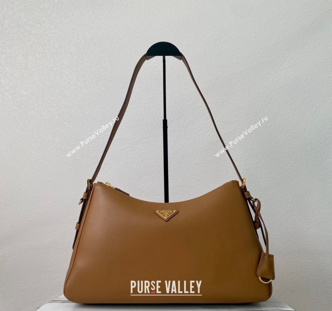 Prada Aimee Leather Hobo Bag 1BC228 Brown 2024 (YZ-240715029)