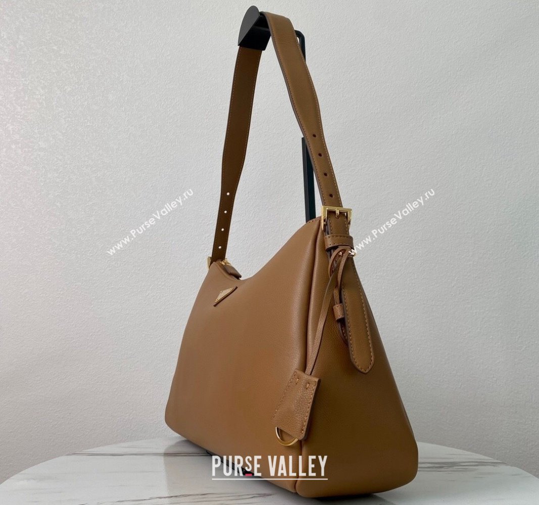 Prada Aimee Leather Hobo Bag 1BC228 Brown 2024 (YZ-240715029)