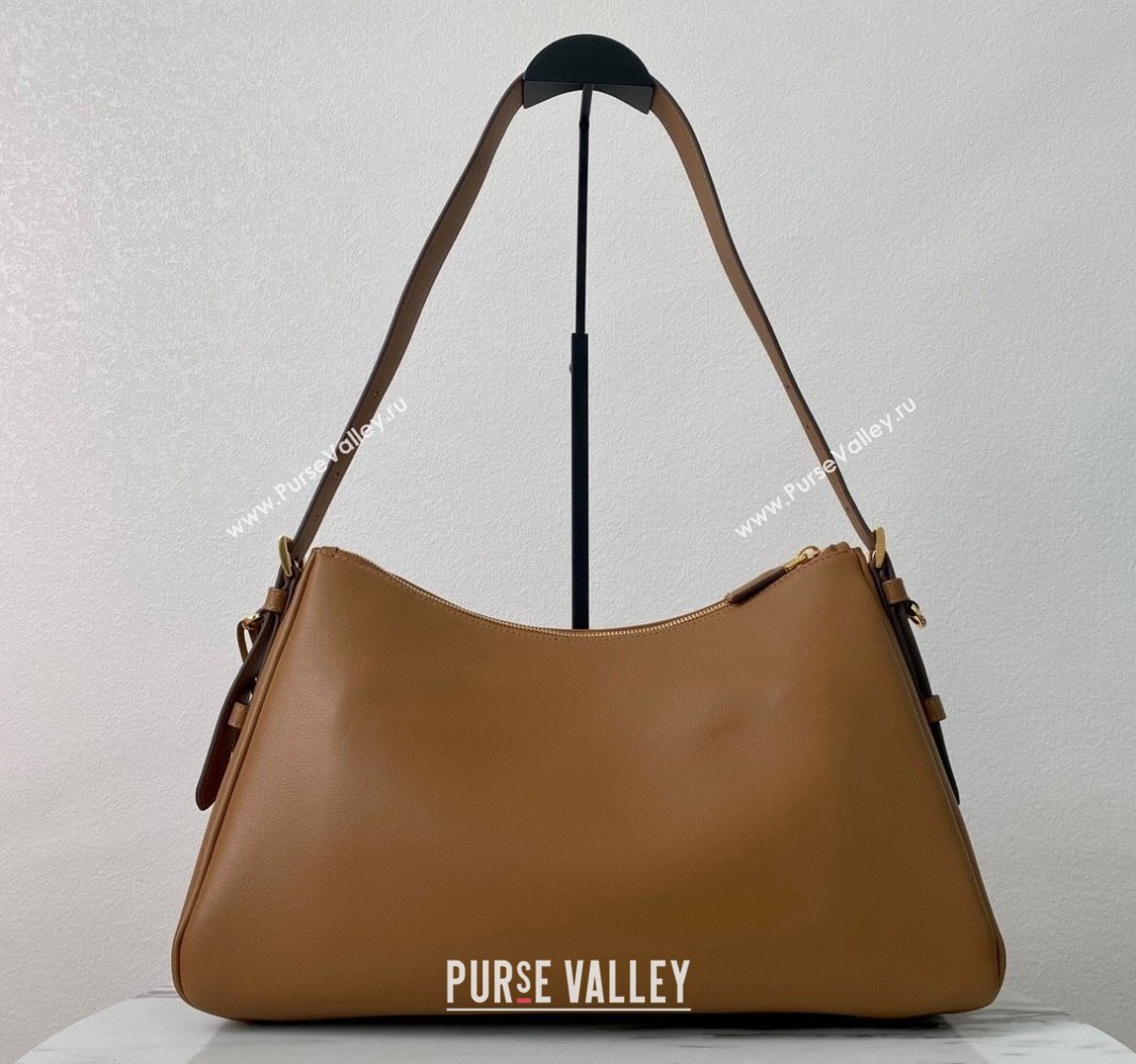 Prada Aimee Leather Hobo Bag 1BC228 Brown 2024 (YZ-240715029)