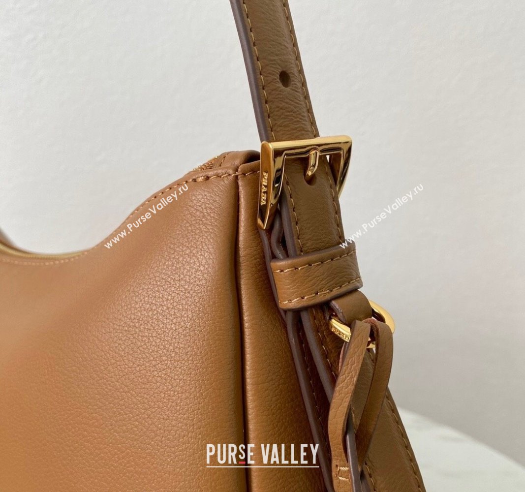 Prada Aimee Leather Hobo Bag 1BC228 Brown 2024 (YZ-240715029)