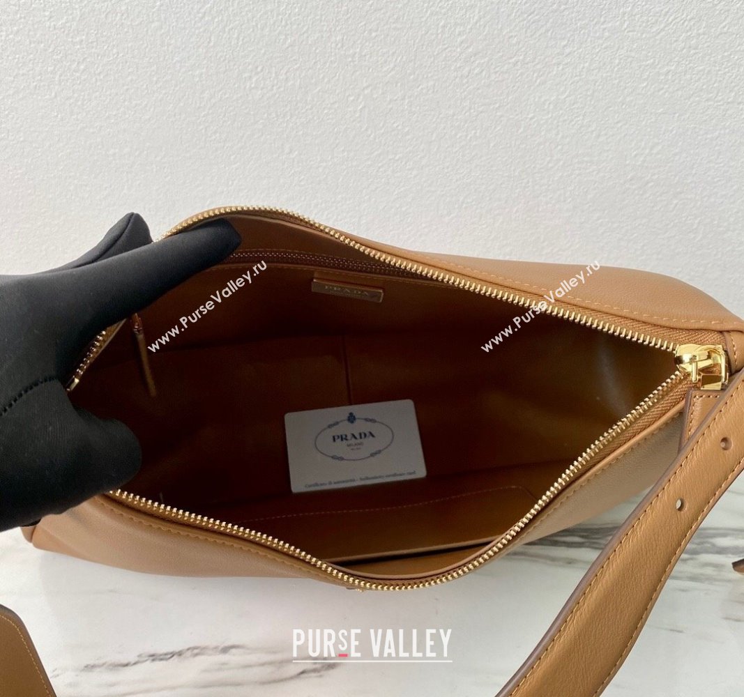 Prada Aimee Leather Hobo Bag 1BC228 Brown 2024 (YZ-240715029)