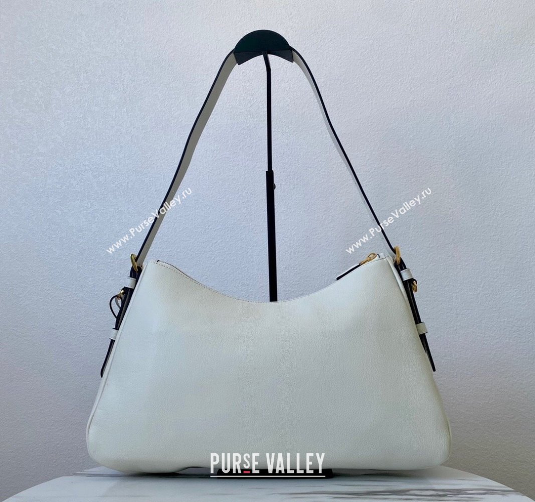 Prada Aimee Leather Hobo Bag 1BC228 White 2024 (YZ-240715030)