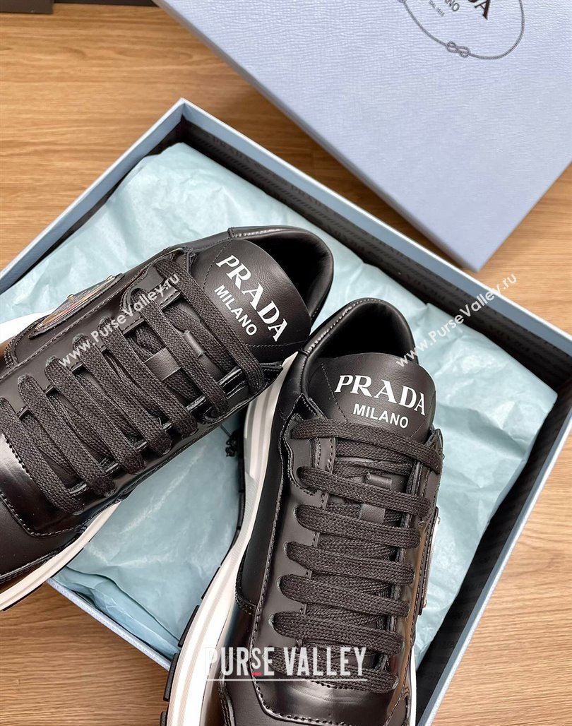 Prada Gabardine Leather Sneakers Black/Silver 2024 071901 (KL-240719122)