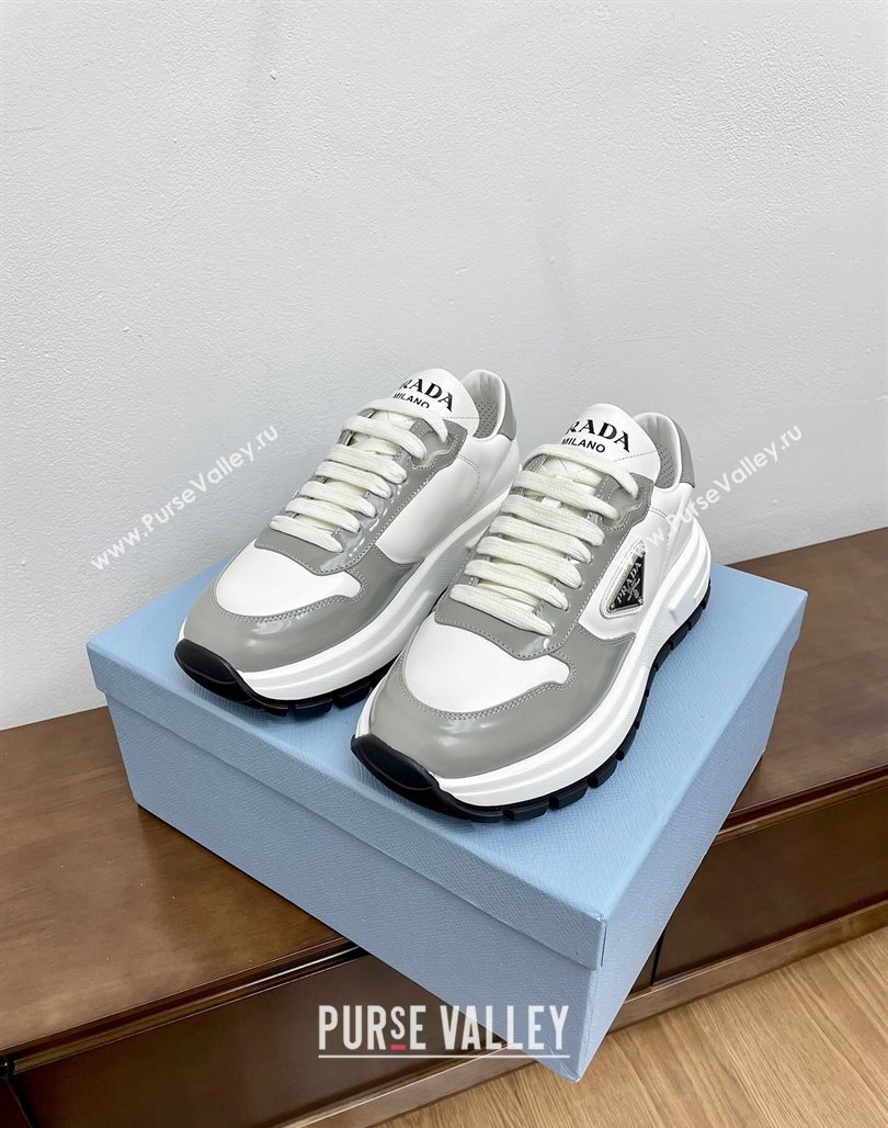 Prada Gabardine Leather Sneakers Grey 2024 071901 (KL-240719123)