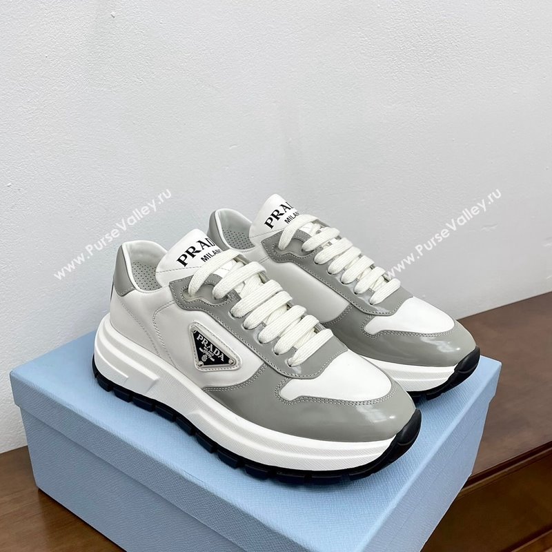 Prada Gabardine Leather Sneakers Grey 2024 071901 (KL-240719123)