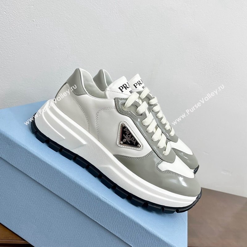 Prada Gabardine Leather Sneakers Grey 2024 071901 (KL-240719123)