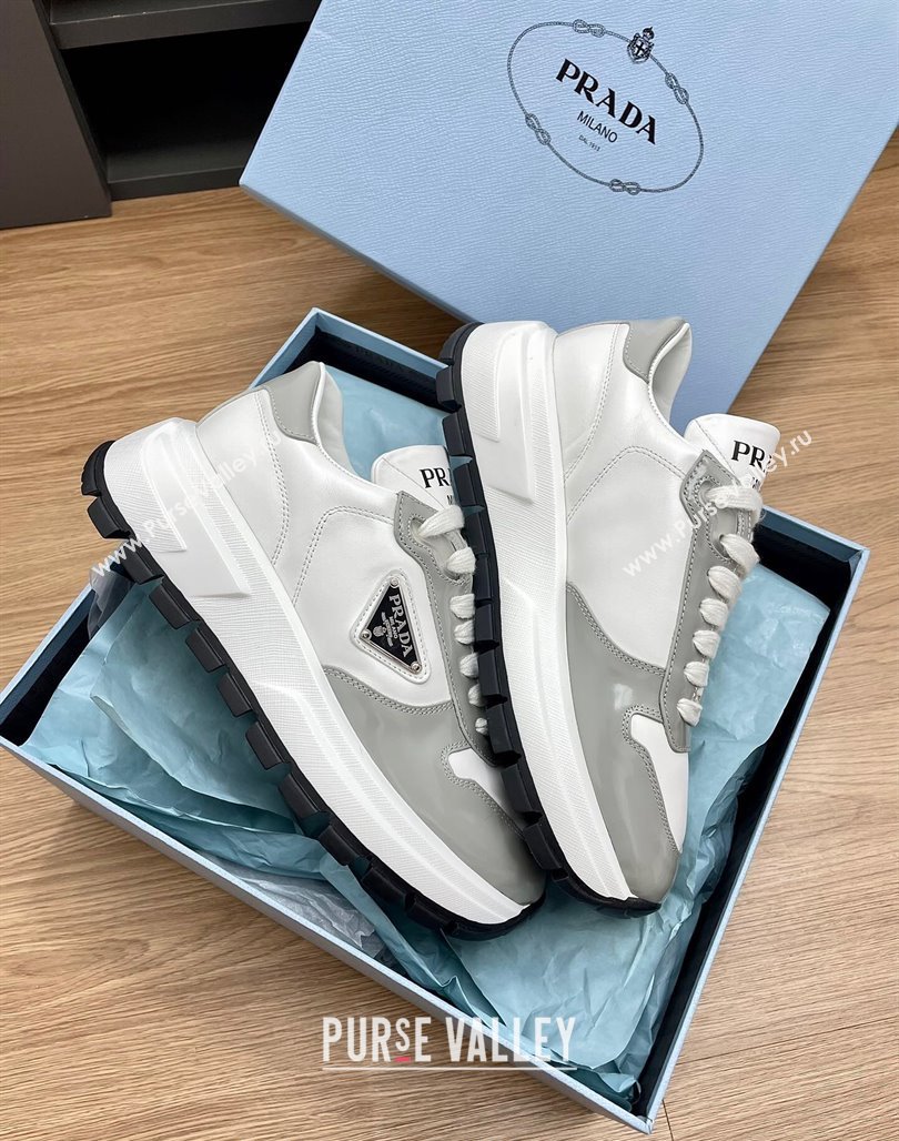 Prada Gabardine Leather Sneakers Grey 2024 071901 (KL-240719123)