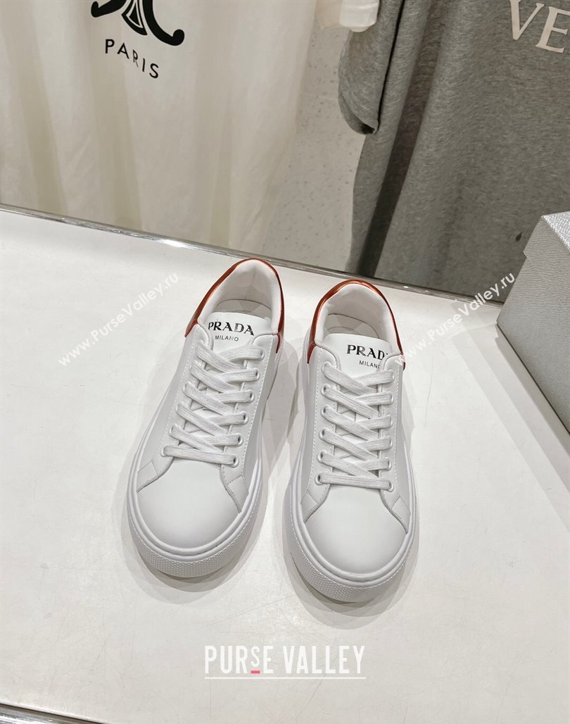 Prada White leather sneakers with Orange Tab 2024 071904 (KL-240719135)