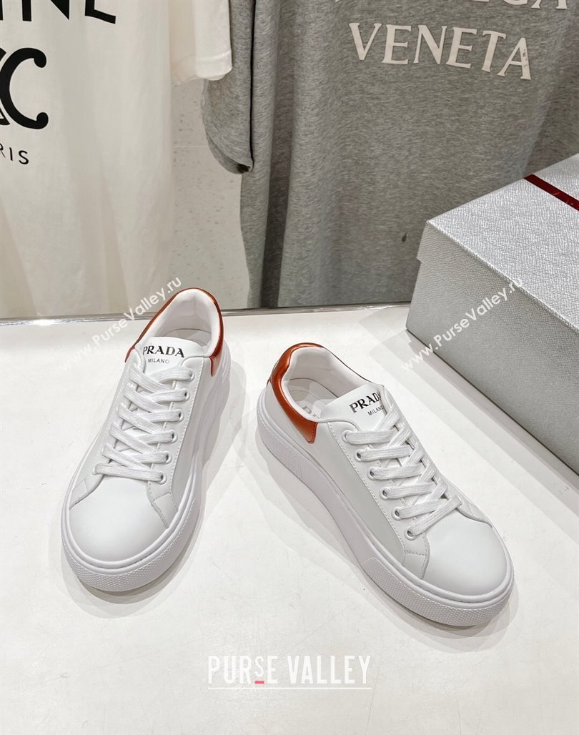 Prada White leather sneakers with Orange Tab 2024 071904 (KL-240719135)