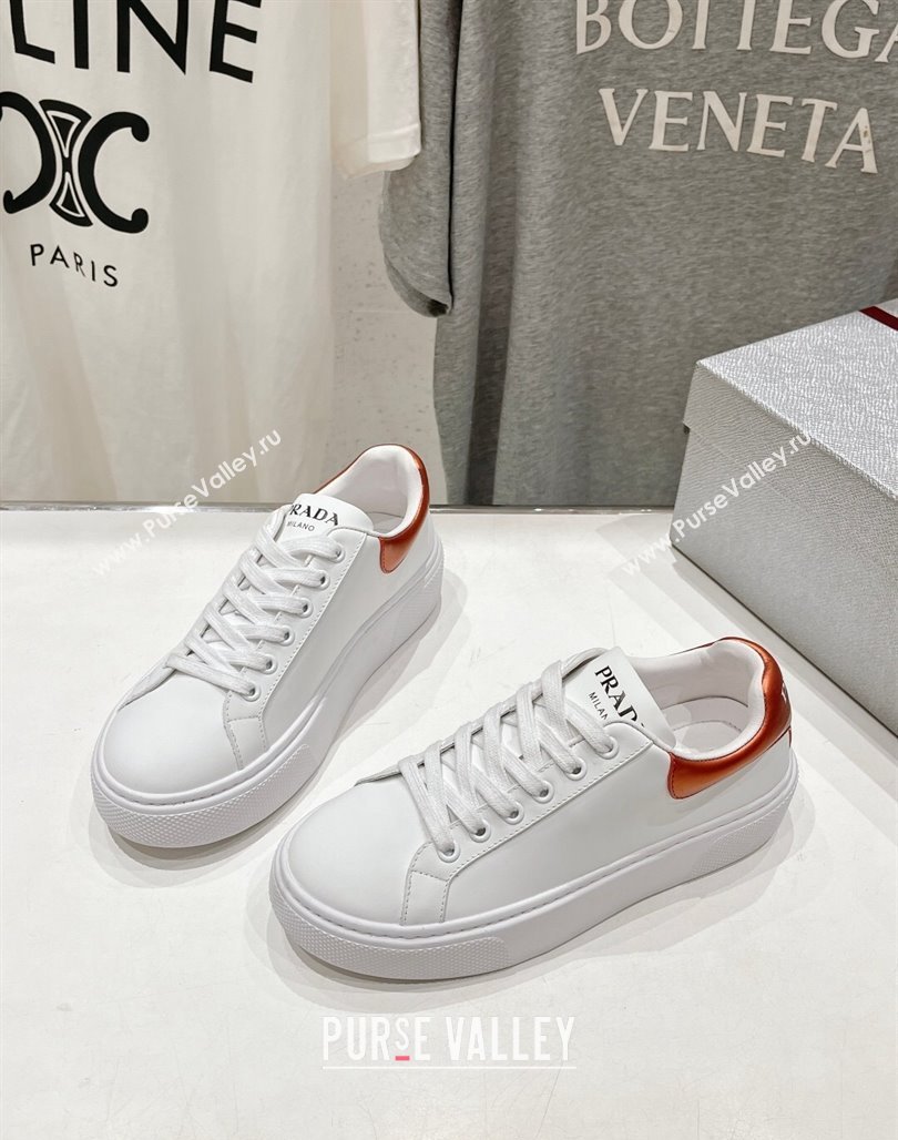 Prada White leather sneakers with Orange Tab 2024 071904 (KL-240719135)