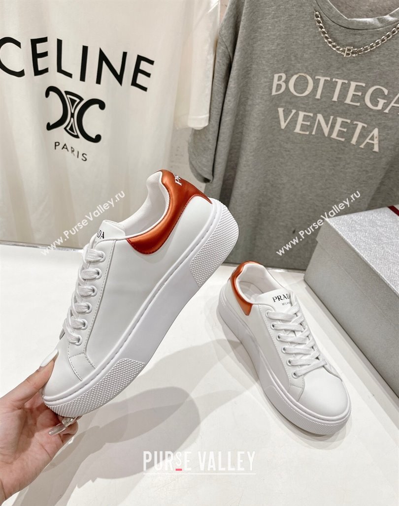 Prada White leather sneakers with Orange Tab 2024 071904 (KL-240719135)