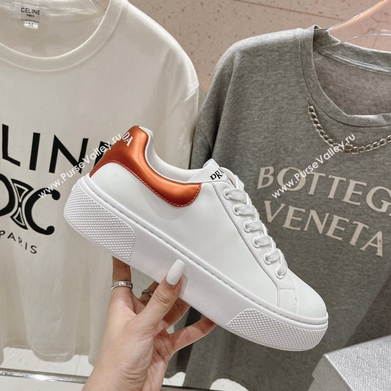 Prada White leather sneakers with Orange Tab 2024 071904 (KL-240719135)