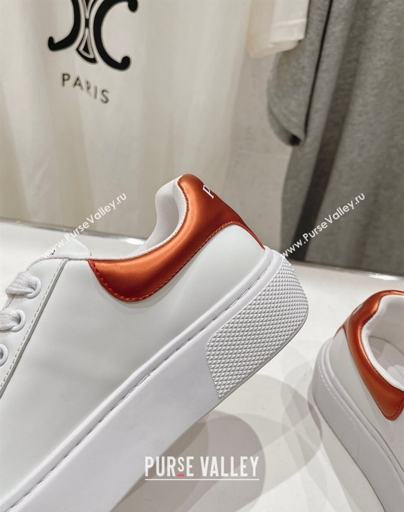 Prada White leather sneakers with Orange Tab 2024 071904 (KL-240719135)