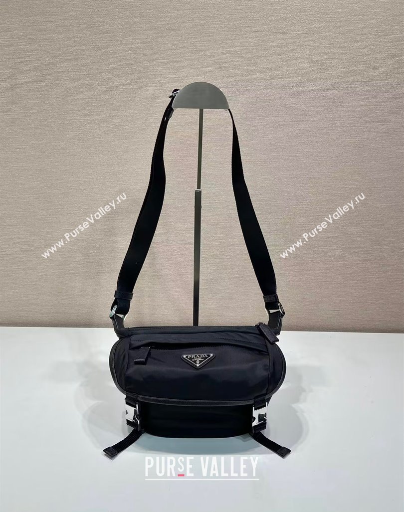 Prada Mens Re-Nylon and Saffiano leather shoulder bag Black 2024 2VH171 (YZ-240805079)