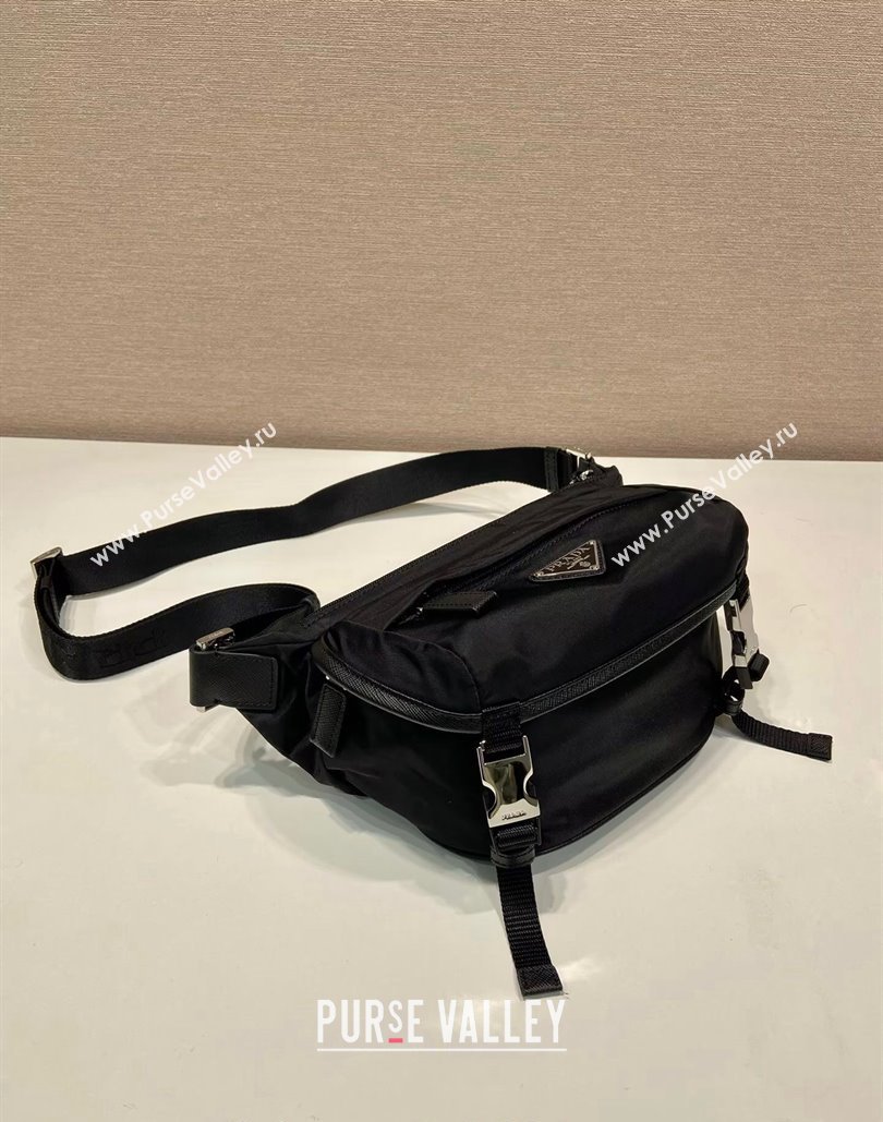 Prada Mens Re-Nylon and Saffiano leather shoulder bag Black 2024 2VH171 (YZ-240805079)