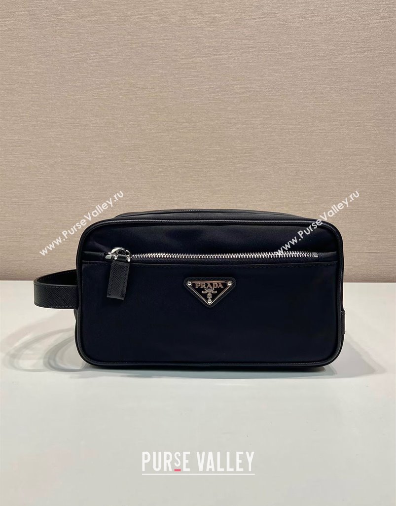 Prada Mens Re-Nylon and leather pouch Black 2024 2NA819 (YZ-240805082)