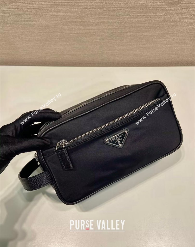 Prada Mens Re-Nylon and leather pouch Black 2024 2NA819 (YZ-240805082)