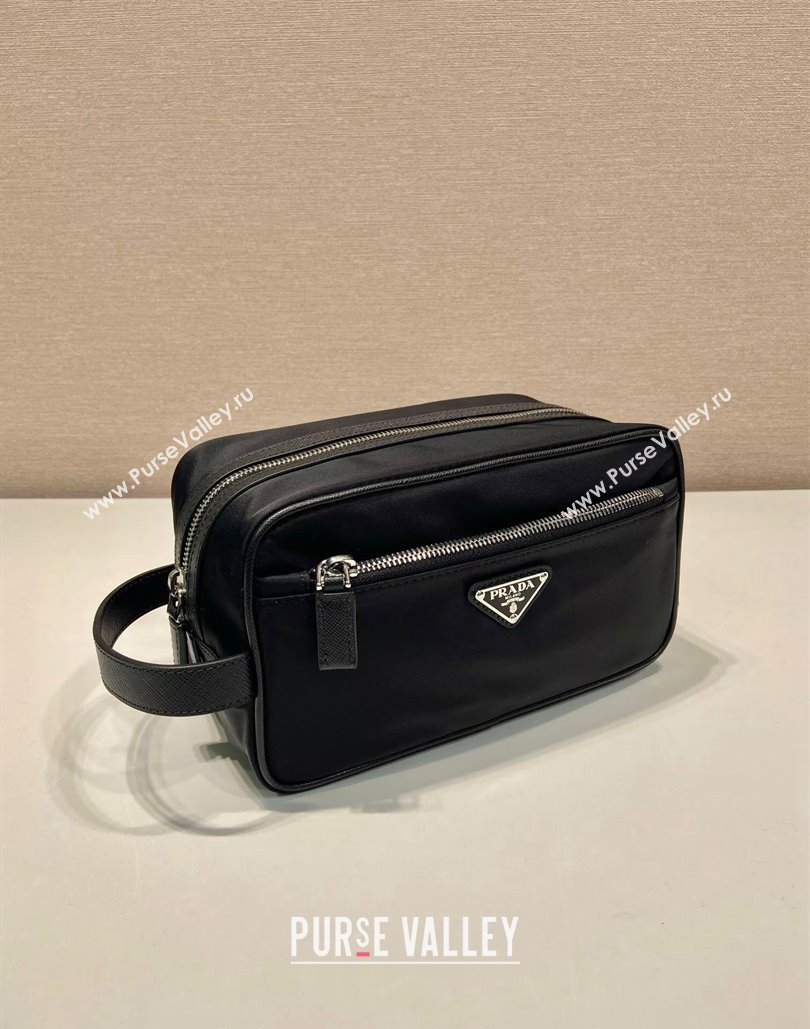 Prada Mens Re-Nylon and leather pouch Black 2024 2NA819 (YZ-240805082)