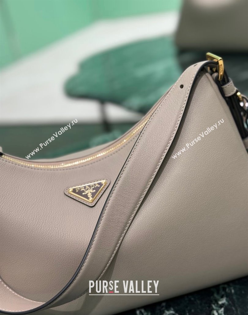 Prada Aimee Leather Hobo Bag 1BC228 Dark Grey 2024 (YZ-240805087)