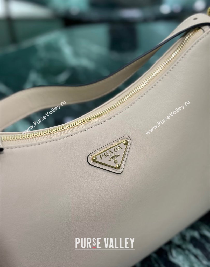 Prada Aimee Leather Hobo Bag 1BC228 Light Grey 2024 (YZ-240805088)