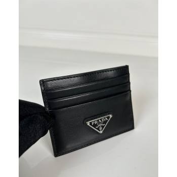 Prada Black Leather card holder wallet Silver Triangle 2024 1MC025 (YZ-240805089)